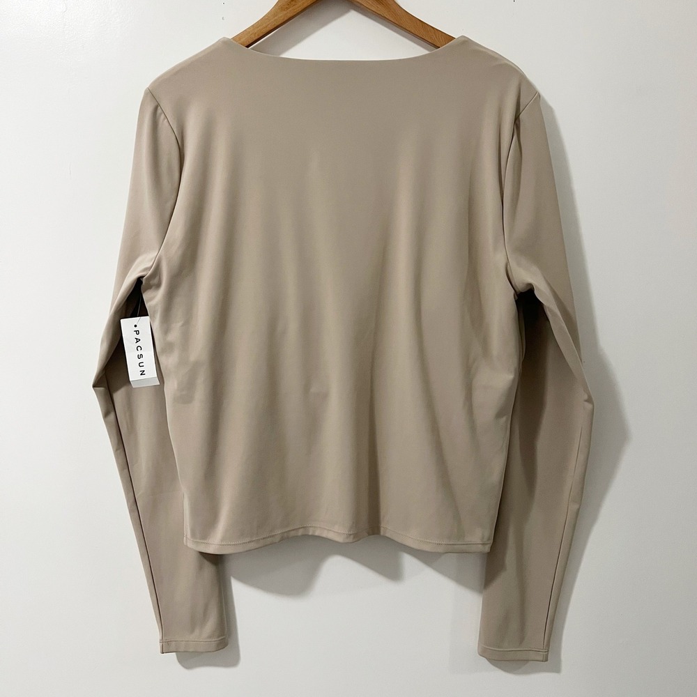 PacSun Contouir XXL Long Sleeve Square‎ Neck Top New NWT Stretch Beige - Picture 2 of 5